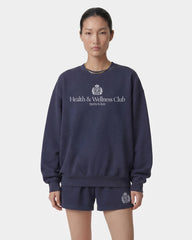H&W Crest Embroidered Crewneck - Light Navy/White Sporty & Rich Discount