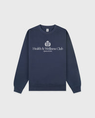 H&W Crest Embroidered Crewneck - Light Navy/White Sporty & Rich Discount