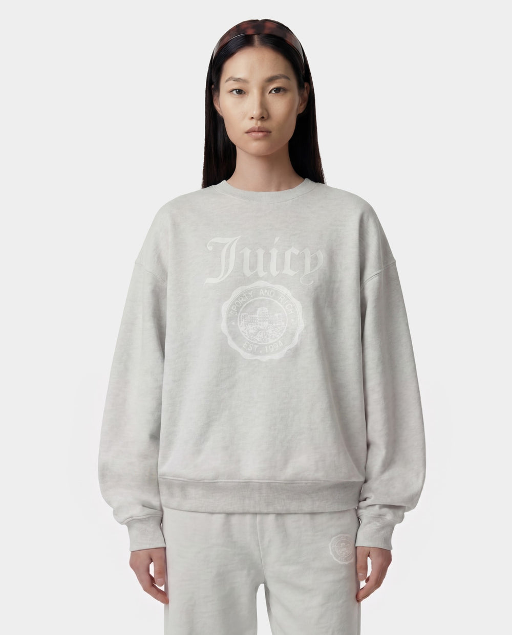 Juicy Emblem Crewneck - Heather Gray Sporty & Rich Outlet