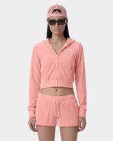 Juicy Script Velour Zip Hoodie - Rose Sporty & Rich Online