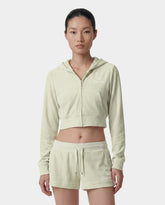 Juicy Script Velour Zip Hoodie - Sage Sporty & Rich Discount