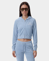 Juicy Script Velour Zip Hoodie - Sky Blue Sporty & Rich For Sale
