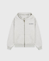 Serif Logo Embroidered Zip Hoodie - Heather Gray/Navy Sporty & Rich For Sale