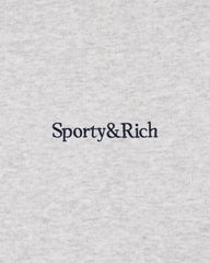 Serif Logo Embroidered Crewneck - Heather Gray/Navy Sporty & Rich Outlet