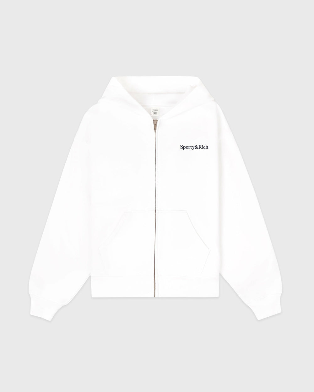 Serif Logo Embroidered Zip Hoodie - White/Navy Sporty & Rich Online
