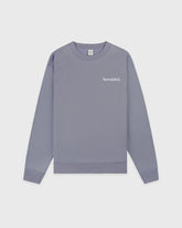 Serif Logo Embroidered Crewneck - Faded Indigo/White Sporty & Rich For Sale