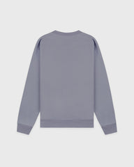 Serif Logo Embroidered Crewneck - Faded Indigo/White Sporty & Rich For Sale