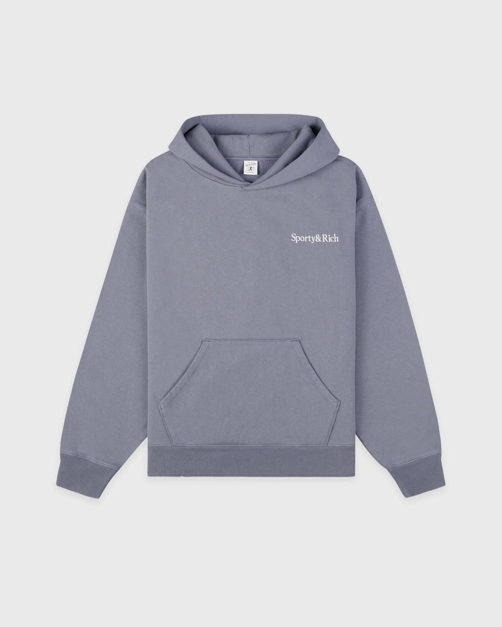 Serif Logo Embroidered Hoodie - Faded Indigo Sporty & Rich Outlet