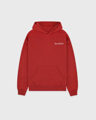 Serif Logo Embroidered Hoodie - Faded Merlot/White Sporty & Rich US