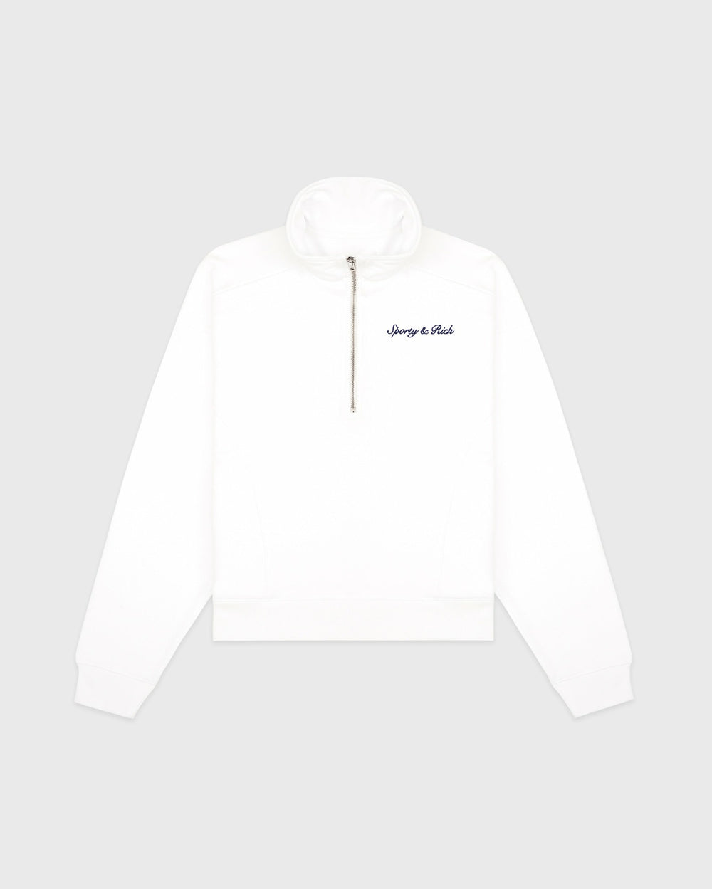 Syracuse Embroidered Quarter Zip - White/Navy Sporty & Rich Discount