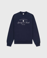Syracuse Embroidered Crewneck - Navy/White Sporty & Rich For Sale