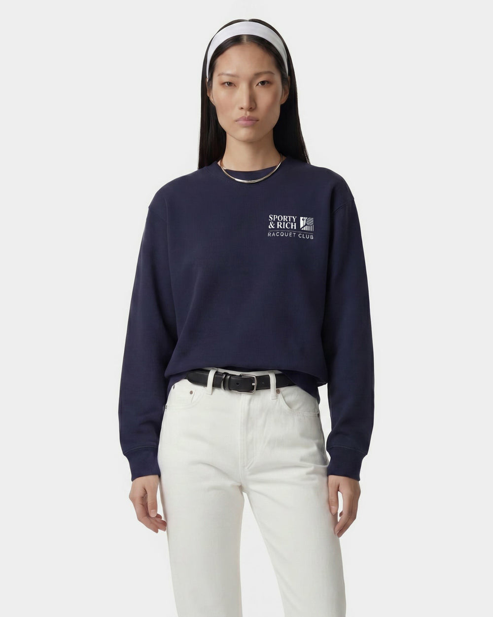 Promo Crewneck - Navy/White Sporty & Rich Outlet