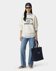 Varsity Crest Crewneck - Ecru/Navy Sporty & Rich US