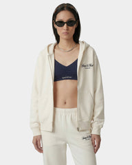 Vendome LA Embroidered Zip Hoodie - Ecru/Navy Sporty & Rich Sale