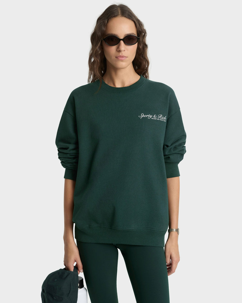 Syracuse Crewneck - Forest/White Sporty & Rich For Sale