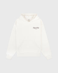 Vendome Script Embroidered Hoodie - Ecru/Chocolate Sporty & Rich US