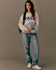 Yale Ivy Crewneck - Heather Gray/Navy Sporty & Rich Discount