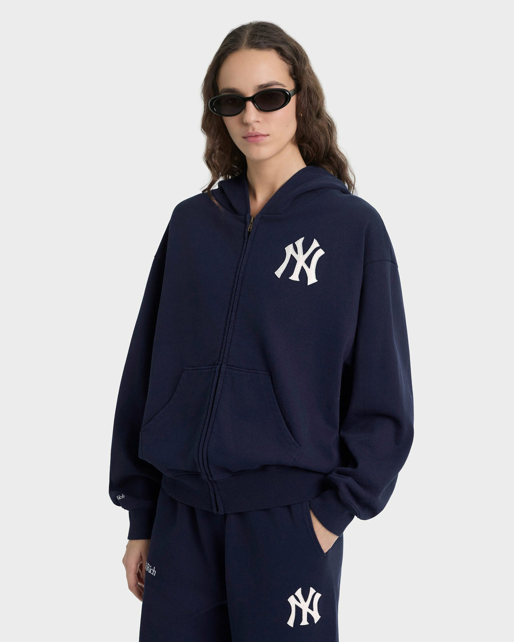 Heritage Yankees Serif Zip Hoodie - Navy/White Sporty & Rich Discount