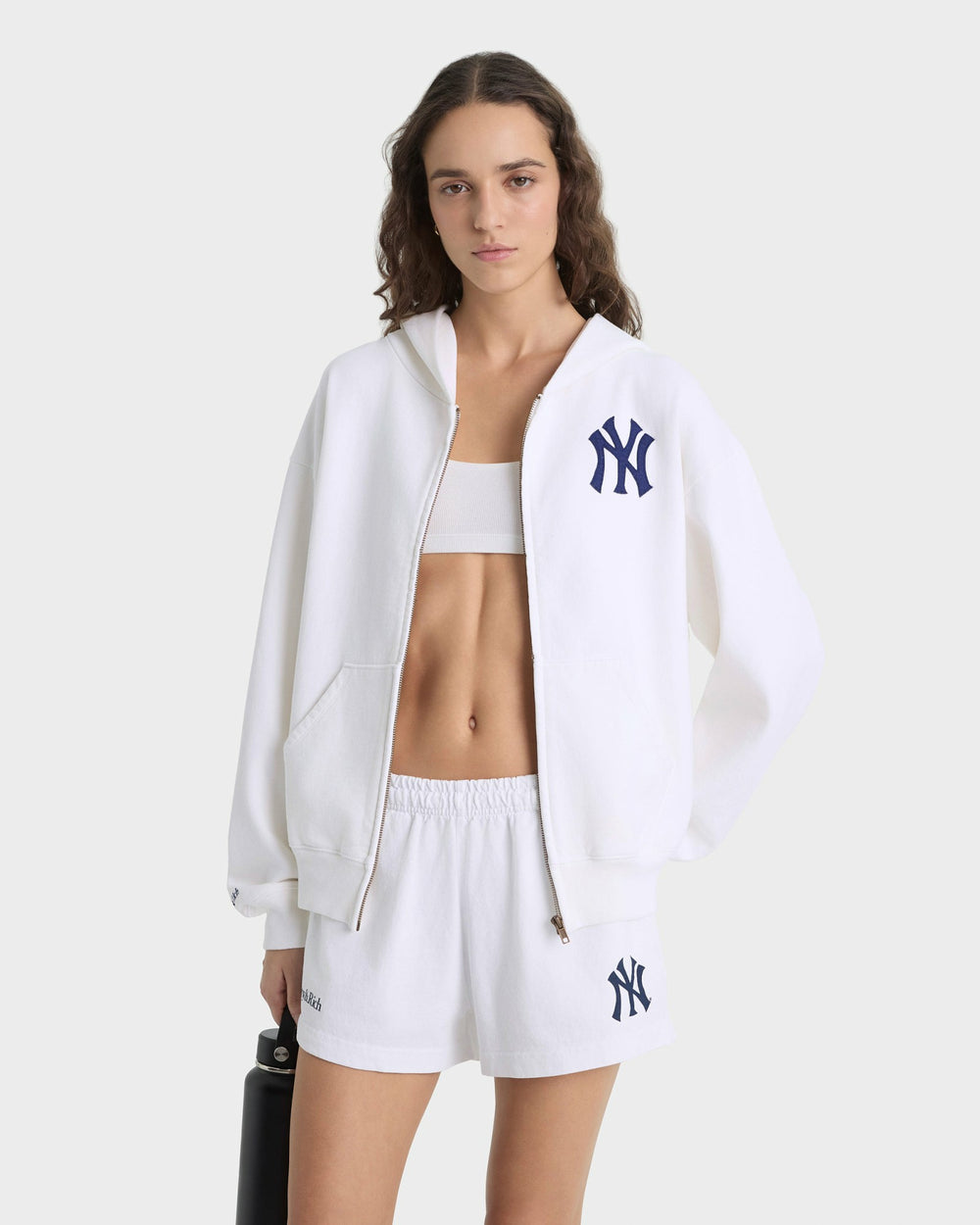 Heritage Yankees Serif Zip Hoodie - White/Navy Sporty & Rich For Sale
