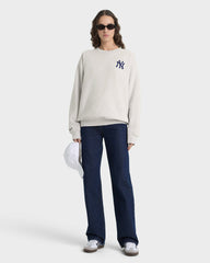 Heritage Yankees Serif Crewneck - Heather Gray/Navy Sporty & Rich Outlet