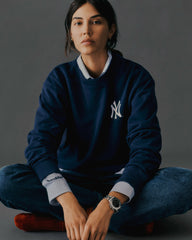 Yankees Serif Crewneck - Navy/White Sporty & Rich Sale