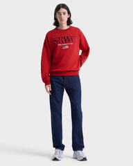 Nautical Embroidered Crewneck - Ruby/Navy Sporty & Rich Outlet