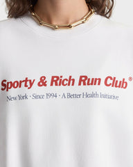 Run Club Crewneck - White/Ruby Sporty & Rich Sale