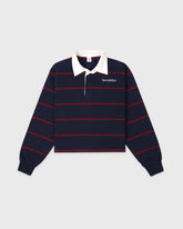 Serif Logo Rugby Polo - Navy/White/Merlot Sporty & Rich Outlet
