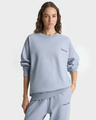 Signature Logo Embroidered Crewneck - Faded Blue/Navy Sporty & Rich US