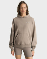 Signature Logo Embroidered Hoodie - Hazelnut/White Sporty & Rich Sale