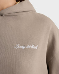 Signature Logo Embroidered Hoodie - Hazelnut/White Sporty & Rich Sale