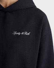 Signature Logo Embroidered Hoodie - Black/White Sporty & Rich Discount