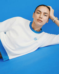 SR Runner Soft Crewneck - White/Team Blue Sporty & Rich Sale