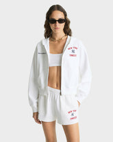 Homerun Cropped Zip Hoodie - White Sporty & Rich Outlet
