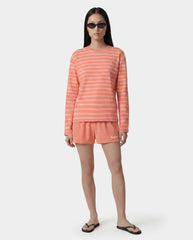NY Crest Easy Longsleeve - Flamingo Striped/Flamingo Sporty & Rich Discount