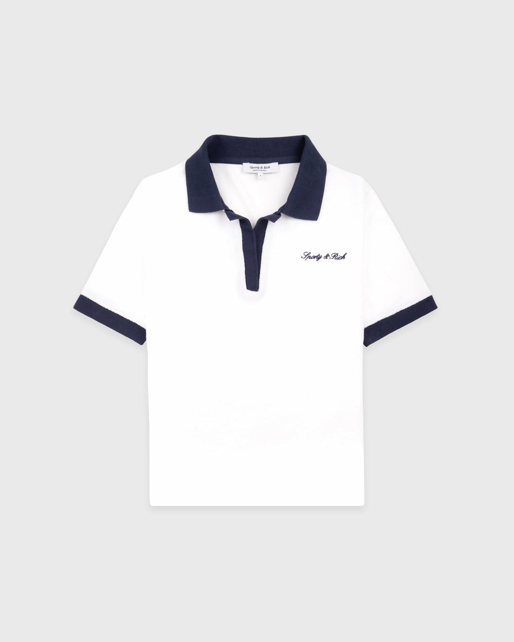 Signature Logo Terry Polo - White/Navy Sporty & Rich Outlet