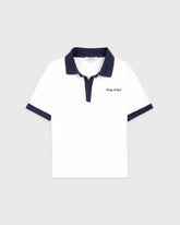 Signature Logo Terry Polo - White/Navy Sporty & Rich Outlet