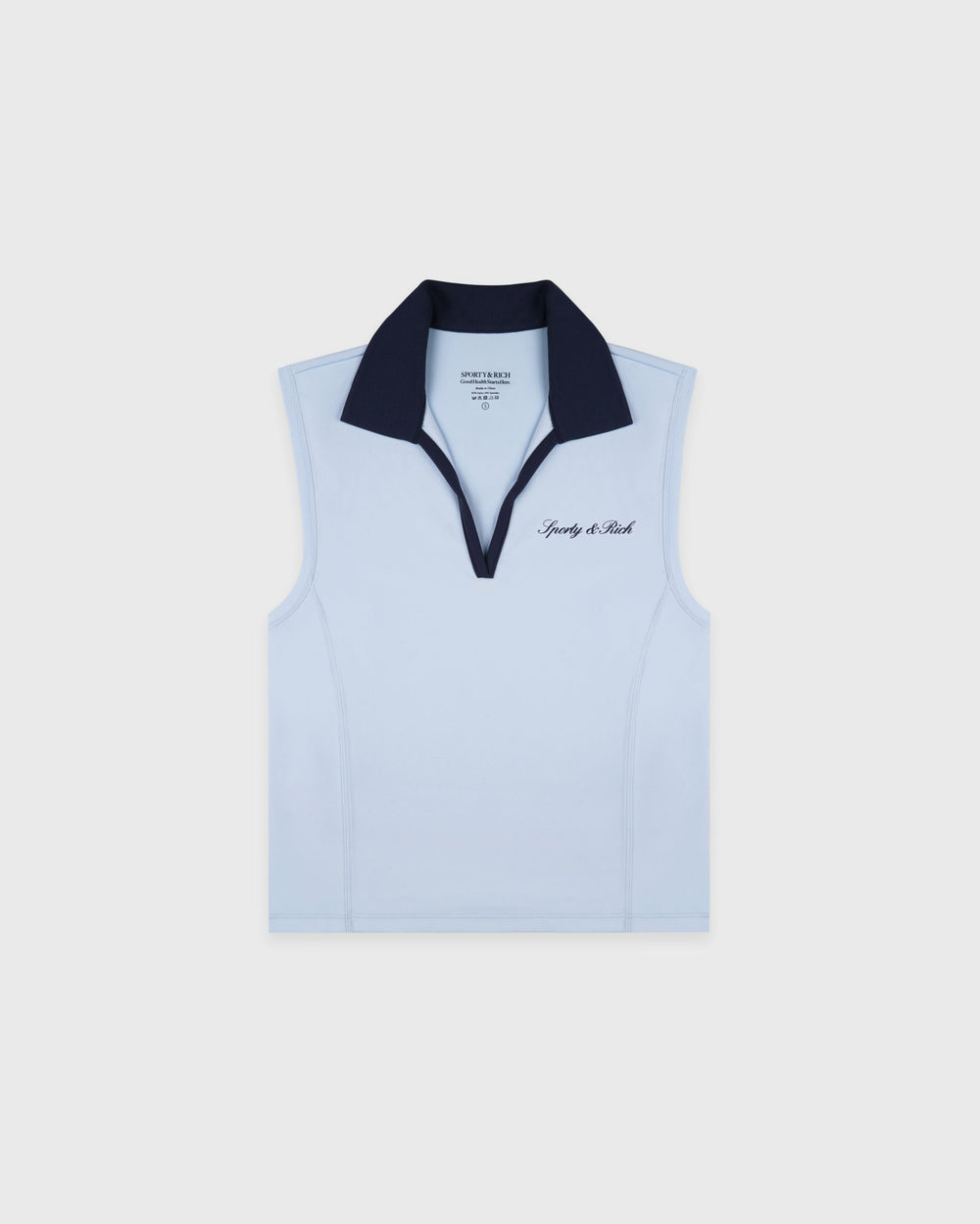 Signature Logo Sports Polo Vest - Ciel/Navy Sporty & Rich For Sale