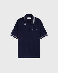 Signature Logo Mini Cable Polo - Navy/White Sporty & Rich US
