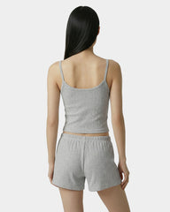 Signature Logo Pointelle Tank - Heather Gray Sporty & Rich Outlet