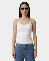 Signature Logo Pointelle Tank - White Sporty & Rich US