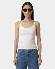 Signature Logo Pointelle Tank - White Sporty & Rich US