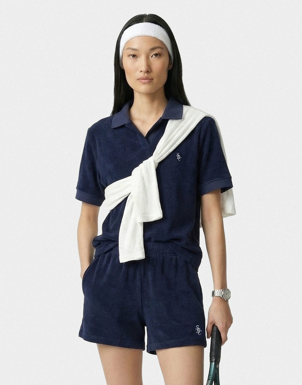 SRC Terry Polo - Navy/White Sporty & Rich Outlet