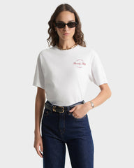 Beverly Script T-Shirt - White/Ruby Sporty & Rich Sale