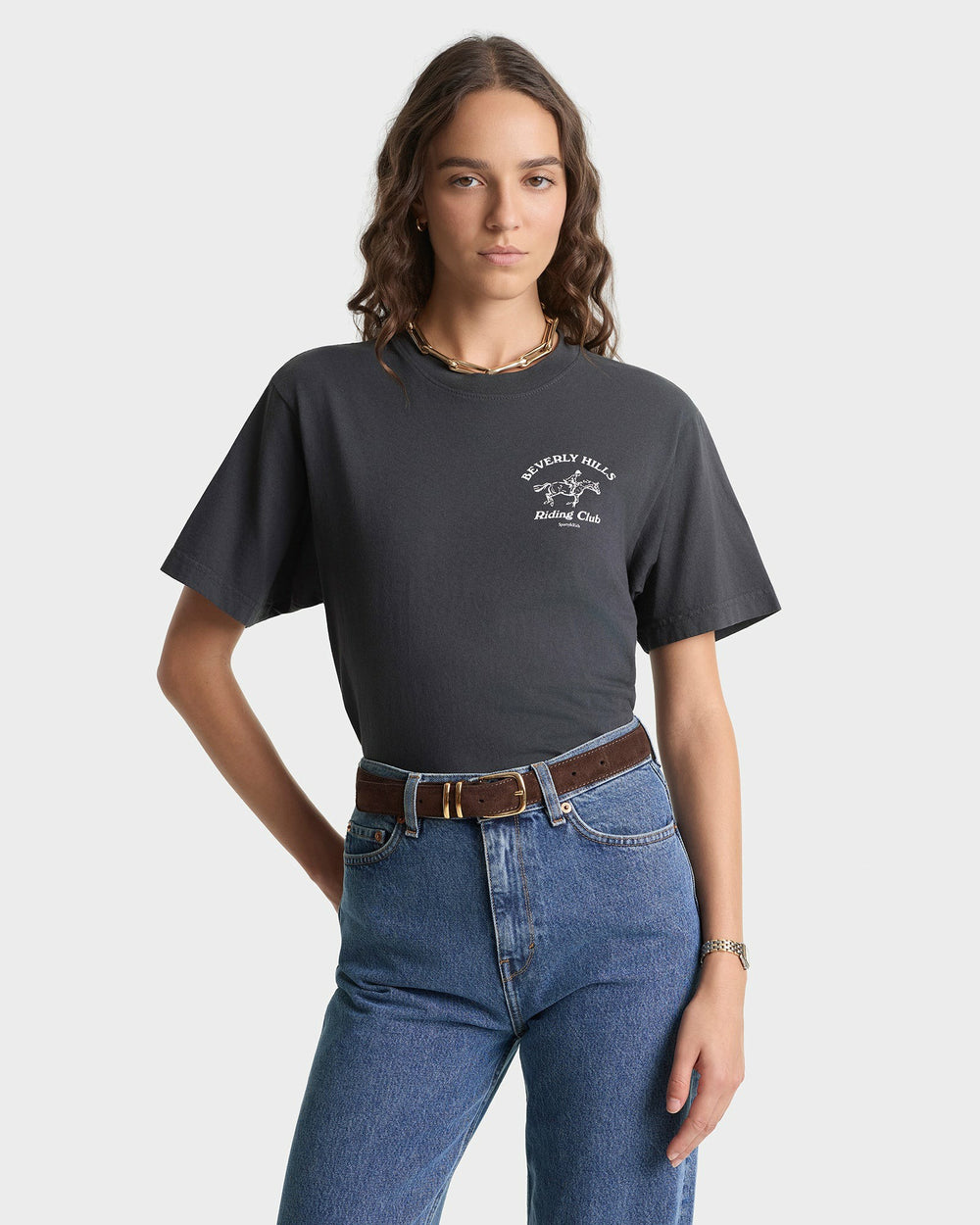 BH Riding Club T-Shirt - Faded Black/White Sporty & Rich Online