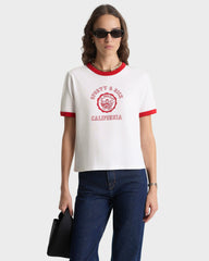 California Emblem Ringer Tee - White/Ruby Sporty & Rich US
