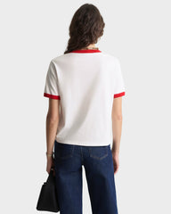 California Emblem Ringer Tee - White/Ruby Sporty & Rich US