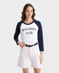 Wellness Club Baseball Tee - White/Navy Sporty & Rich Discount