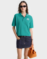 H&W Crest Pique Polo - Spring Green/White Sporty & Rich For Sale
