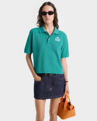 H&W Crest Pique Polo - Spring Green/White Sporty & Rich For Sale